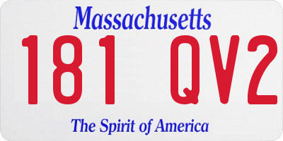 MA license plate 181QV2