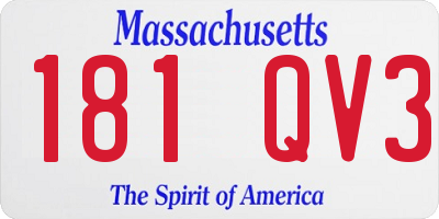 MA license plate 181QV3