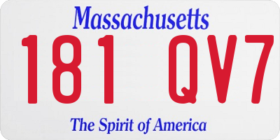 MA license plate 181QV7