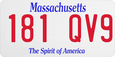 MA license plate 181QV9