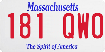 MA license plate 181QW0