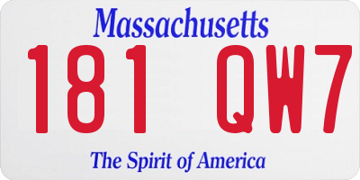 MA license plate 181QW7