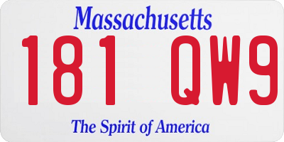 MA license plate 181QW9