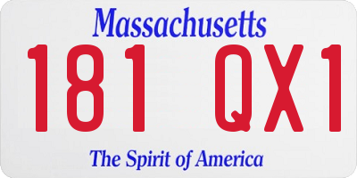 MA license plate 181QX1