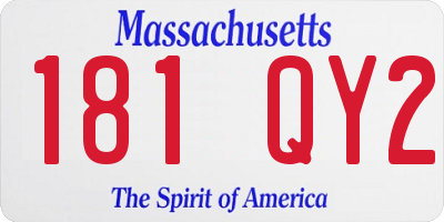 MA license plate 181QY2