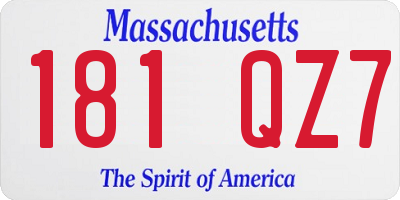 MA license plate 181QZ7