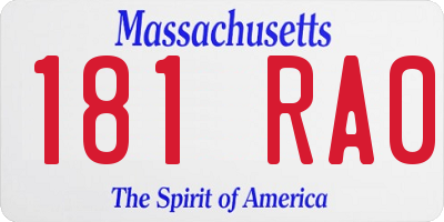 MA license plate 181RA0