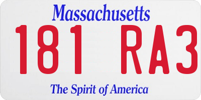 MA license plate 181RA3