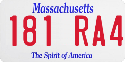 MA license plate 181RA4