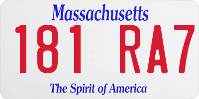 MA license plate 181RA7