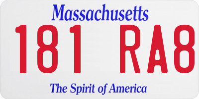 MA license plate 181RA8