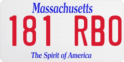 MA license plate 181RB0
