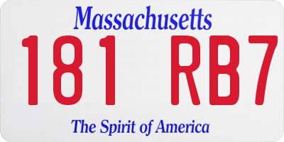 MA license plate 181RB7