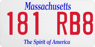 MA license plate 181RB8