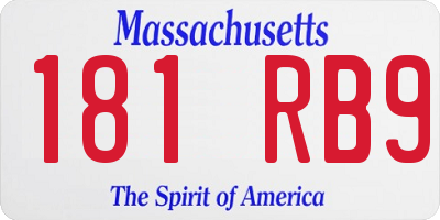 MA license plate 181RB9
