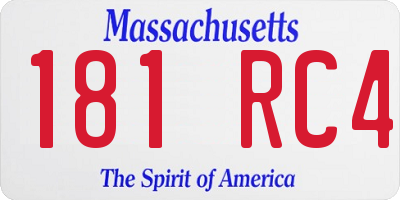 MA license plate 181RC4