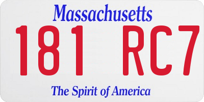 MA license plate 181RC7