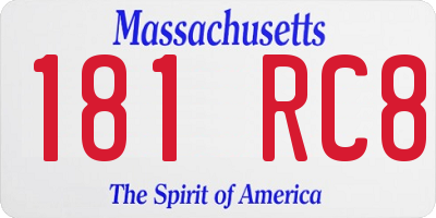 MA license plate 181RC8