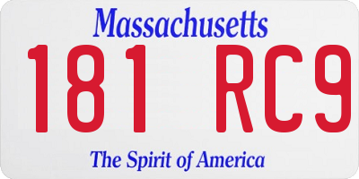 MA license plate 181RC9
