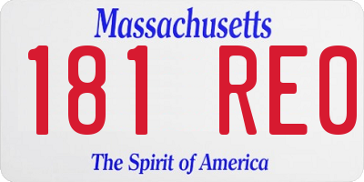 MA license plate 181RE0