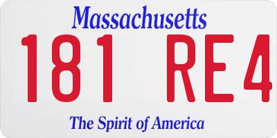 MA license plate 181RE4