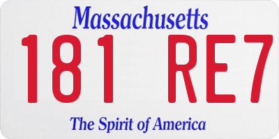 MA license plate 181RE7