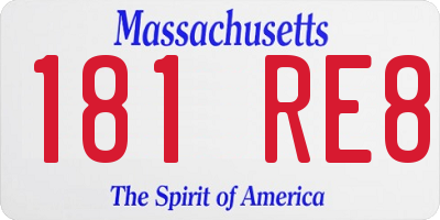 MA license plate 181RE8