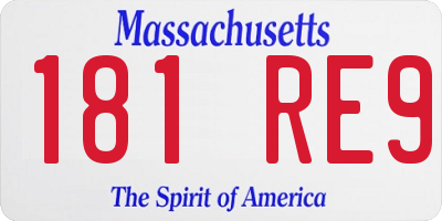 MA license plate 181RE9
