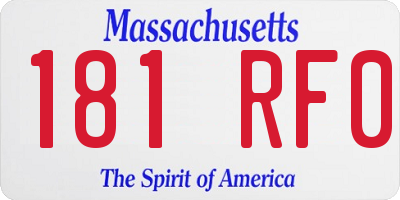 MA license plate 181RF0