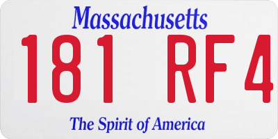 MA license plate 181RF4