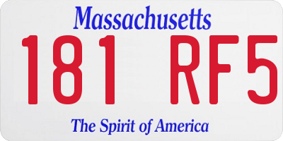 MA license plate 181RF5