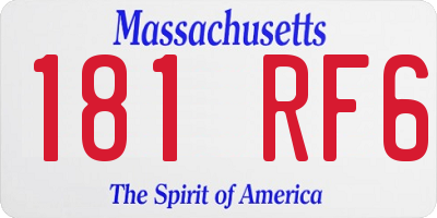 MA license plate 181RF6