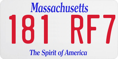 MA license plate 181RF7