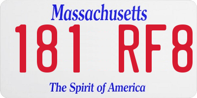 MA license plate 181RF8