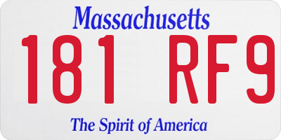 MA license plate 181RF9