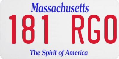 MA license plate 181RG0