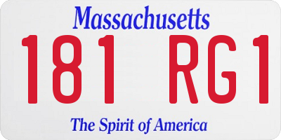 MA license plate 181RG1
