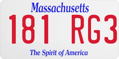 MA license plate 181RG3