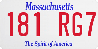 MA license plate 181RG7
