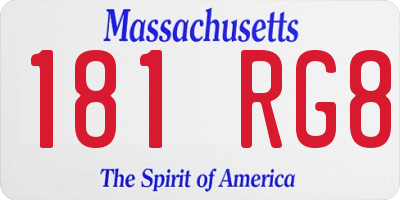 MA license plate 181RG8