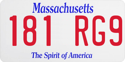 MA license plate 181RG9