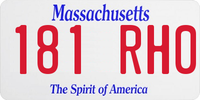 MA license plate 181RH0