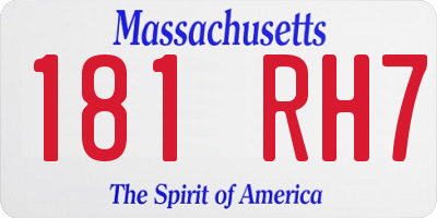 MA license plate 181RH7