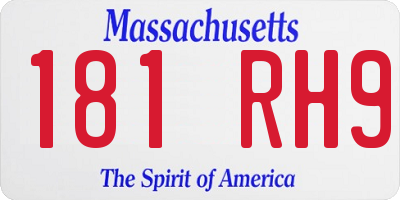 MA license plate 181RH9