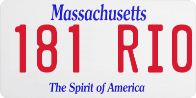 MA license plate 181RI0