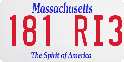 MA license plate 181RI3