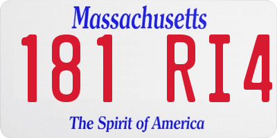 MA license plate 181RI4