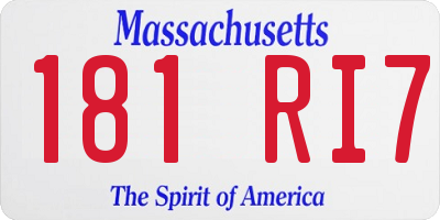 MA license plate 181RI7