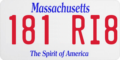 MA license plate 181RI8
