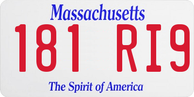 MA license plate 181RI9